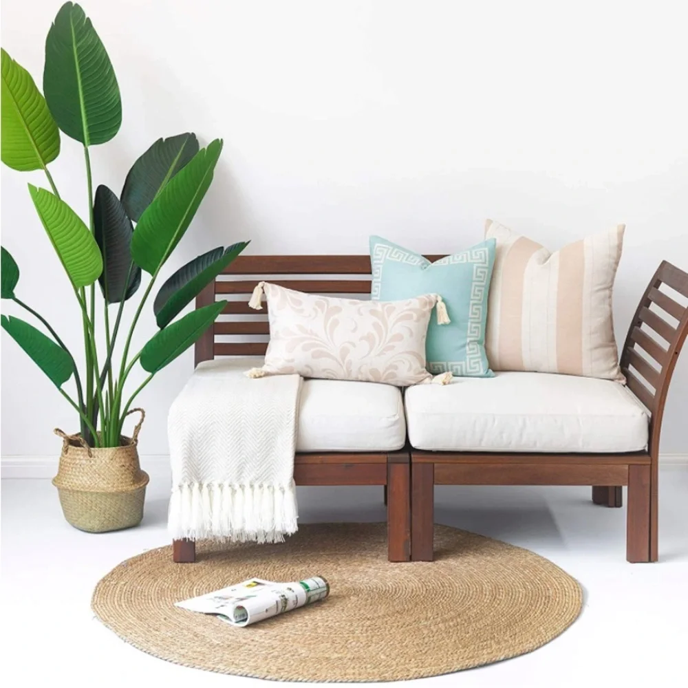 Luxury Home | Sophisticated Aqua & Ivory Greek Key Trim Luxe Throw Pillow Cover